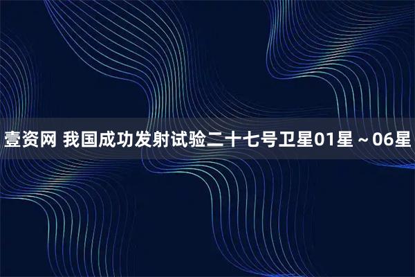 壹资网 我国成功发射试验二十七号卫星01星～06星